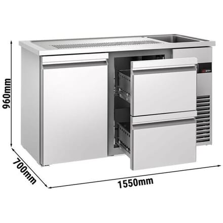 GGM Gastro Biertheke PREMIUM - 1550x700mm - 1 Tür & 2 Schubladen