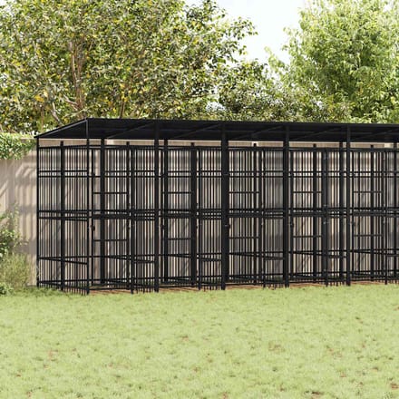 vidaXL - Hondenkennel - met - dak - 18,43 - m² - staal