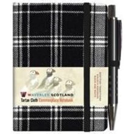 Waverley S.T. (S): Black & White Mini With Pen Pocket Genuine Tartan Cloth Commonplace Notebook