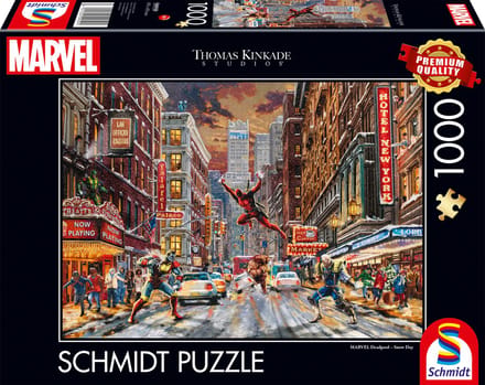 Schmidt - Legpuzzel - Marvel - Deadpool, Snow Day - Thomas Kinkade Studios - 1000 stukjes - Volwassenen - vanaf 12 jaar