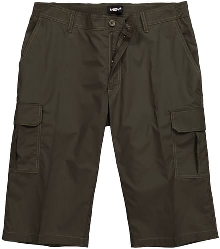 Men Plus - Heren - Cargo-capri UV- muggenschild elastische tailleband - Donkerolijf - Maat L