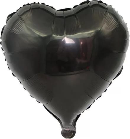 Folieballon hart | Zwart | 18 inch | 45 cm | DM-products