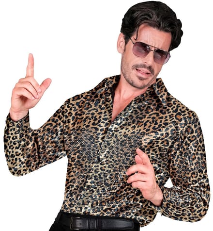 Paillettenshirt heren luipaard