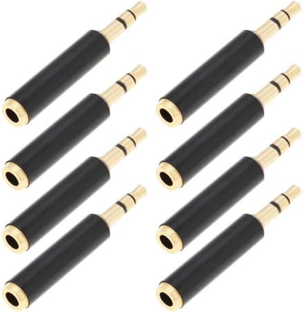 Allecto - Jack Converter Adapter - 4 Polen naar 3 Polen - 8 Stuks
