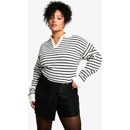 boohoo Dames plus riemdetail wrap skort | Black | Maat: 28