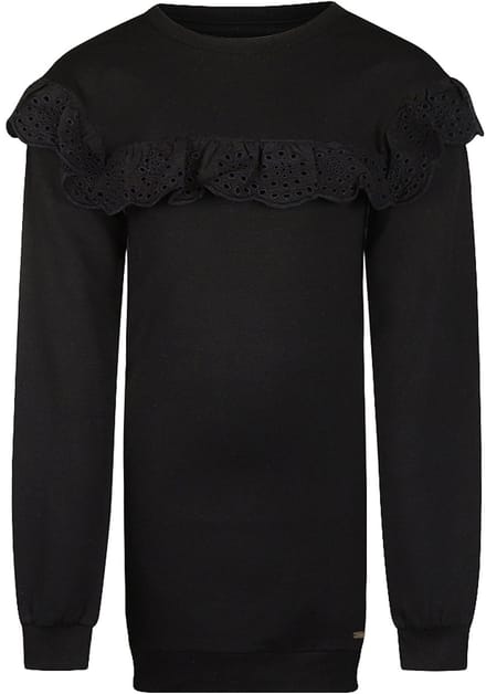 No Way Monday - meisjes jurk zwart broderie