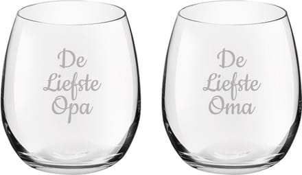 Gegraveerde Drinkglas 39cl De Liefste Opa-De Liefste Oma