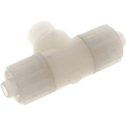 16x10mm & G1/2'' PVDF T-stuk Knelfitting Buitendraad 10bar Kunststof en Polyamide