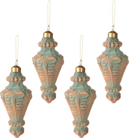 Clayre & Eef Kerstbal Set van 4 Overig Ø 6 cm Koperkleurig Glas Kerstballen