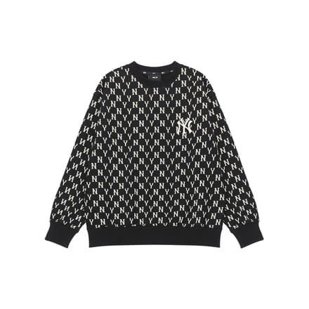 MLB New York Yankees Play Pixel Coupe Ample Pull à Col Rond Brodé Logo Imprimé Partout Sweat à Manches Longues 3AMTM0224-50BKS XS black