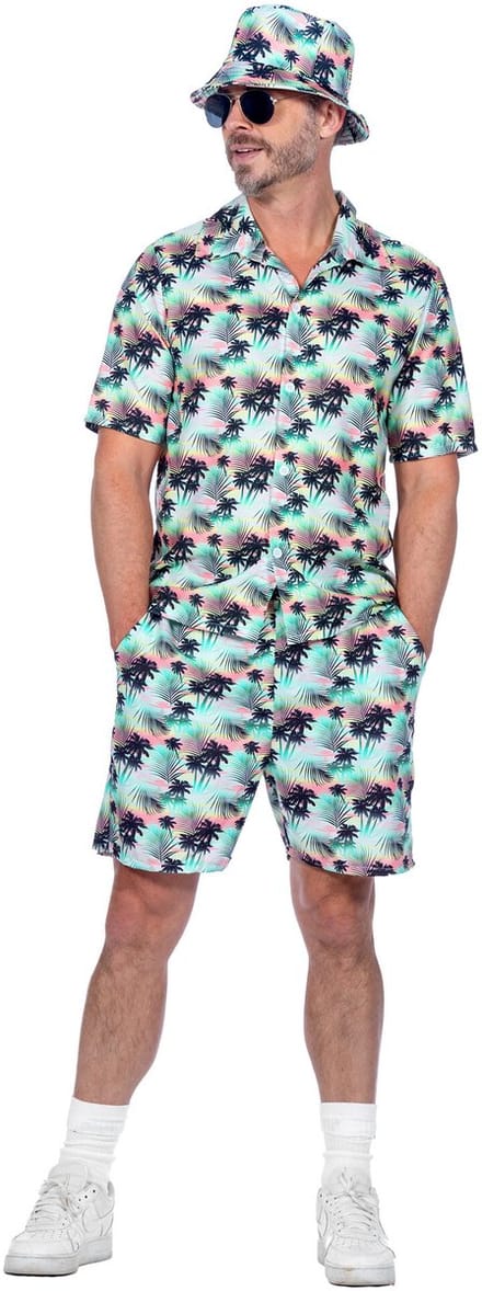 Festival Outfit Heren Hawaii Palmbomen - Maat L