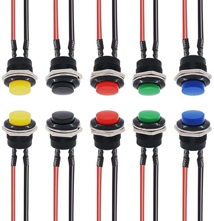 16 mm momentane drukschakelaar - 12 V, metaal, aan/uit-knop voor auto (10 stuks)