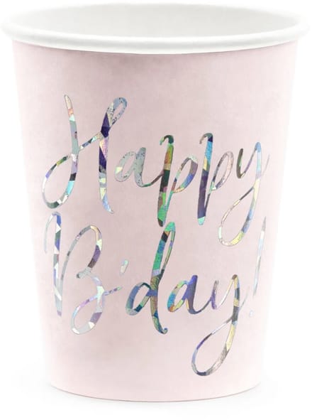 Drinkbekers Happy Birthday roze