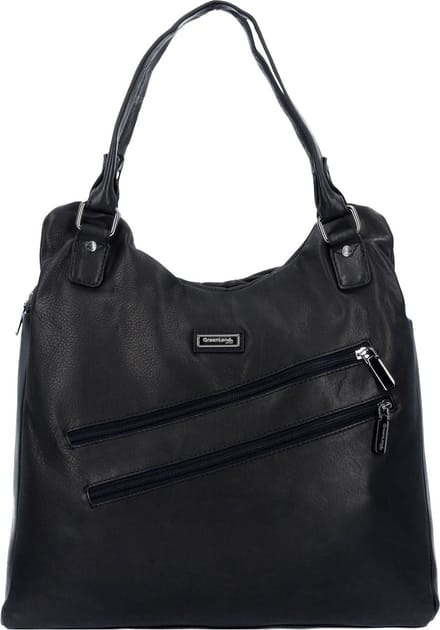Greenland Nature Black Nappa Schoudertas Leder 38 cm - Dames - black