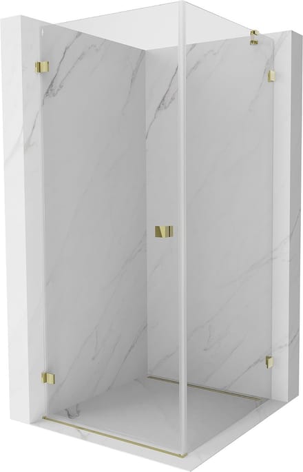 Mexen Lunar-B douchecabine scharnierend links 80 x 80 , transparant, goud - 832-080-080-50-00-L