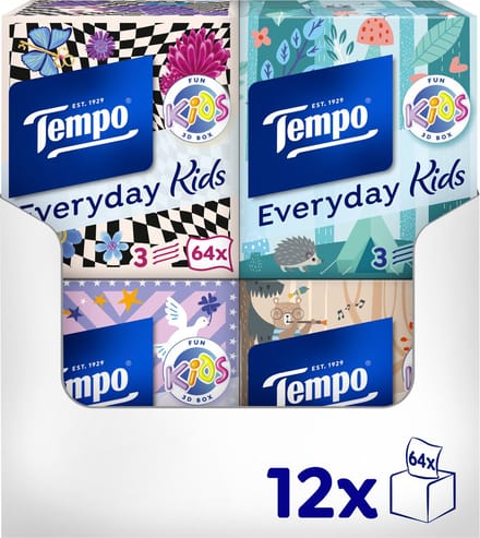 Tempo tissues - Everyday Kids Cube - 12 x 64 stuks = 768 zakdoekjes