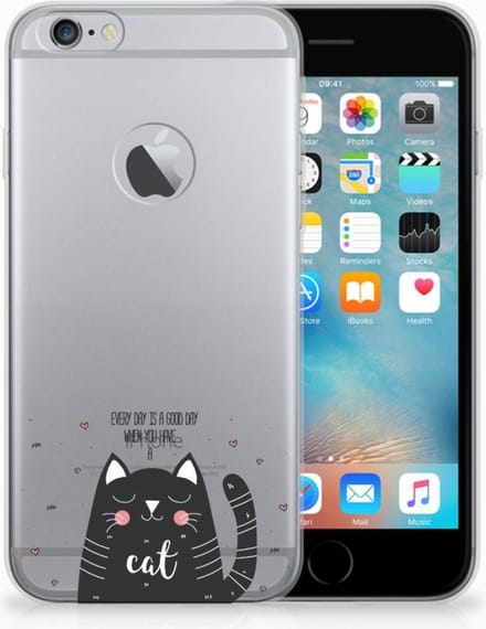 Back Cover voor Apple iPhone 6 Plus | 6s Plus Telefoonhoesje met Naam Cat Good Day