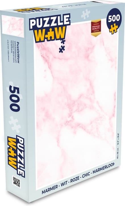 Puzzel Marmer - Wit - Roze - Chic - Marmerlook - Legpuzzel - Puzzel 500 stukjes