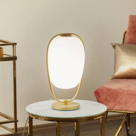 kdln tafellamp Lannà, wit/goud, hoogte 40 cm, glas