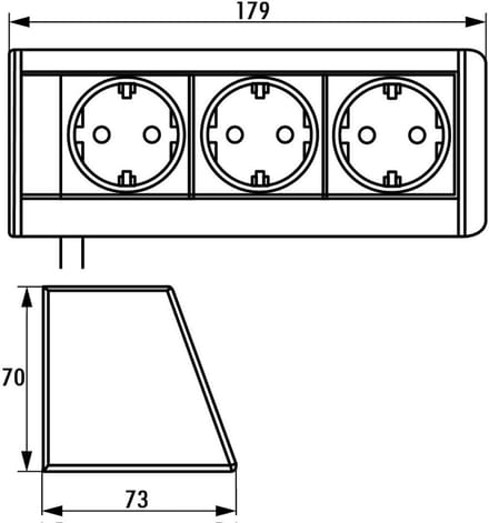 Inbouw stopcontact element voor onder keukenkast - 3 voudig - Zilver
