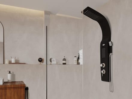 Vente-unique Douchekolom met massagestralen KOURBEA - zwart - 20 x 132 cm