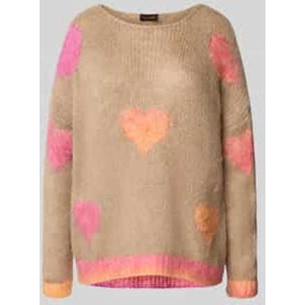 Oversized linnen pullover met alpaca in gebreide look