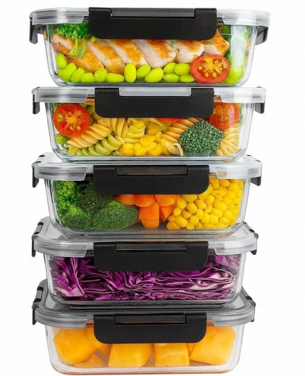 Ceruzo Meal Prep Bakjes – Glas – Set van 5 × 1040 ml – Luchtdicht
