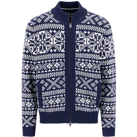 Fynch-Hatton Vest Zip Stand-Up Cardigan Big Jacquard Navy / male