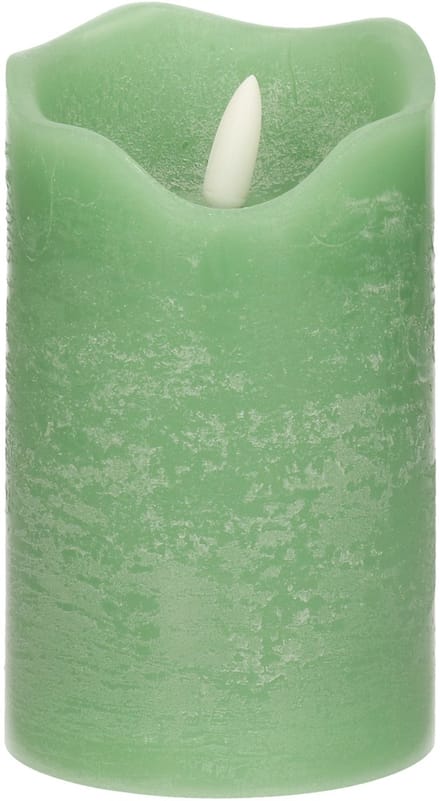 Stern Fabrik LED kaars/stompkaars - mintgroen - D7,5 x H12,5 cm - timer - 3D vlam