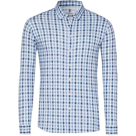 Desoto Overhemd Allover Check Casual Button-Down Lichtblauw-Blauw / male