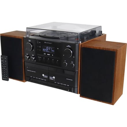 Soundmaster MCD5600BR - muziekcenter met platenspeler, bluetooth, CD, dubbel Cassettedeck, encoding, USB en DAB+, bruin