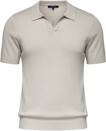 OMBRE Polo - Slim Fit - Viscose - Korte Mouw Lichtgrijs M