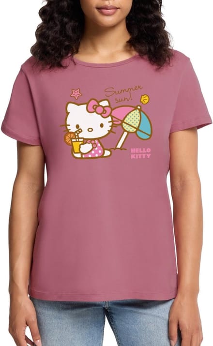 Hello Kitty Op Het Strand Onder Een Zonnescherm Premium T Shirt Dames