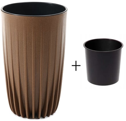HowHomely Stripped Serie - Eco Wood Bloempot - Hoog - Weerbestendig - Modern Design