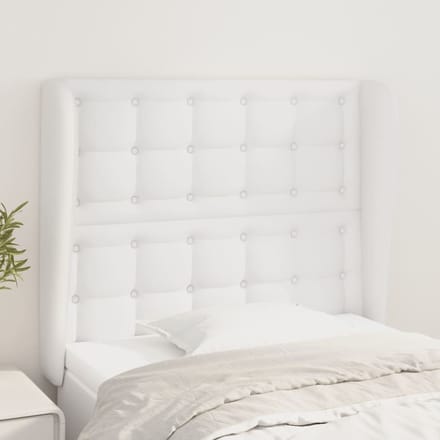 vidaXL - Hoofdbord - met - randen - 83x23x118/128 - cm - kunstleer - wit