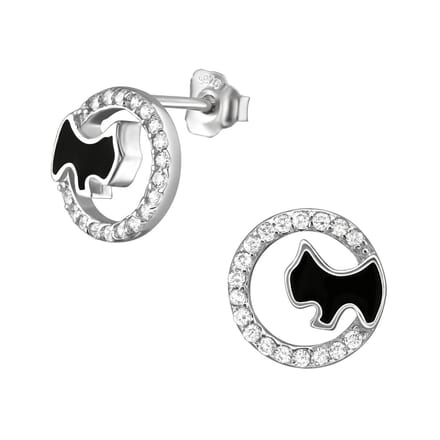 Amanto Oorbellen Gaelle - 925 Zilver Gerhodineerd - Hondje - ∅9mm