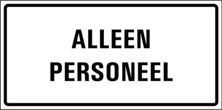 Alleen personeel tekstbord - kunststof 300 x 150 mm