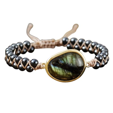 Marama - Armband Labradoriet Black - verstelbaar - edelsteen - damesarmband - vegan
