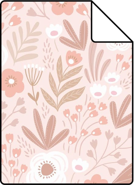 Proefstaal ESTAhome behang bloemetjes licht roze - 26.5 x 21 cm - 131065-S
