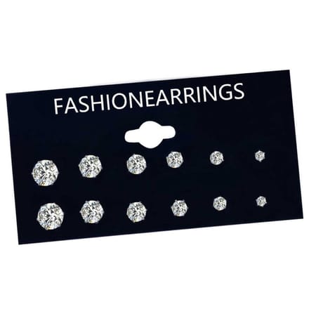 Fako Bijoux® - Oorbellen - Steker - Zirkoon - 3-8mm - Set - 6 Paar