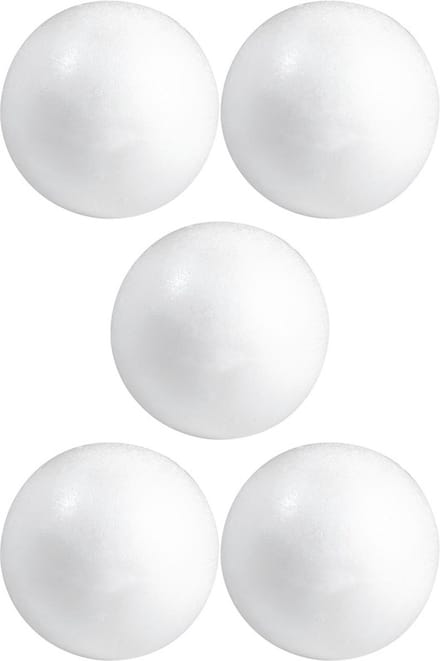 Piepschuim bol/bal - 5x - wit - D5 cm - styropor - hobby figuren - DIY - knutselen - basis materiaal
