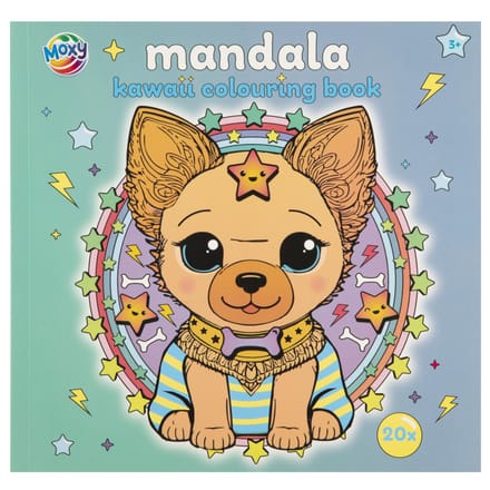 Kleurboek Kawaii mandala 20 pagina's 22x21 cm 2 assorti