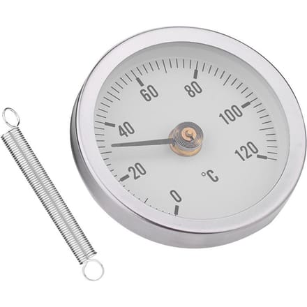63mm Waterproof Dustproof IP55 0-120 degrees  Bimetal Temperature Spring Thermometer Pipe Surface white