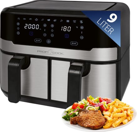ProfiCook FR 1242 H - Dubbele Heteluchtfriteuse - Airfryer - 2x4,5 liter - 2400W