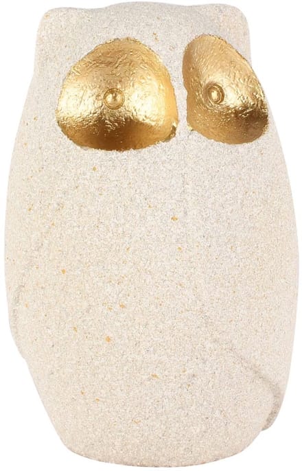 Dekoratief | Deco uil 'Jean', wit/goud, resina, 10x10x16cm | A260581