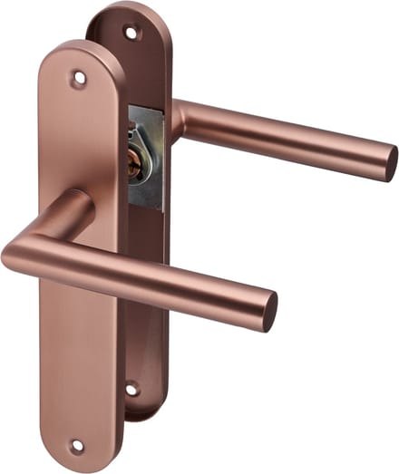 Ostiumhome® Ferrano - Deurbeslag - Deurklink op Rond Schild - Mat Koper - Complete Set