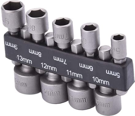 Dopsleutels voor 1/4" bithouder van accutol - 5, 6, 7, 8, 9, 10, 11, 12, 13 mm (9 stuks totaal)