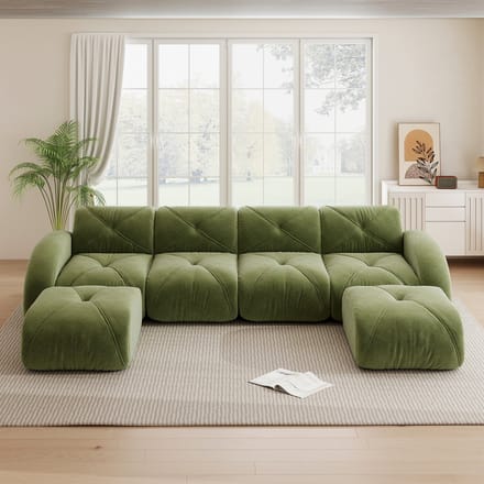 MODFU Modulaire Bank Zonder Frame - Flexibel Ontwerp - Voor Woonkamer - Chenille - Groen