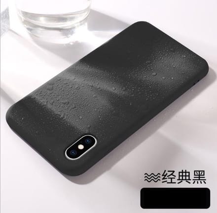Liquid Silicone Back Cover + 9H Full Cover Screen Protector for iPhone X/XS _ Zwart
