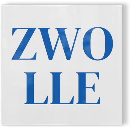 Tegeltje Zwolle - wit blauw - tegeltje stad - tegeltje met tekst